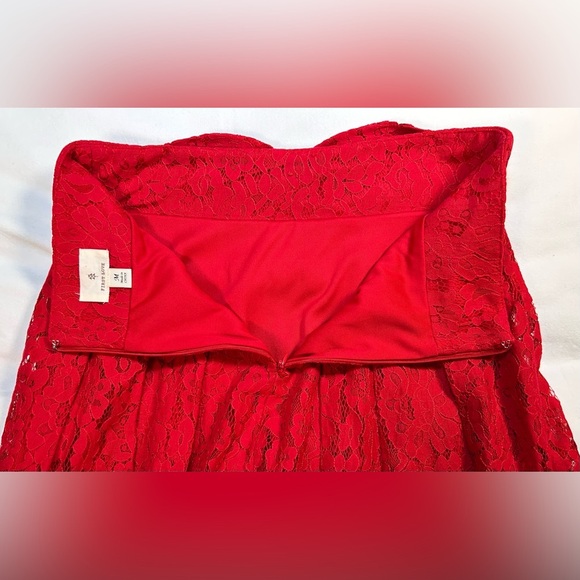 First Love Red Lace Midi Skirt with Bow Waistband Size Medium Holiday Parties - Picture 4 of 7